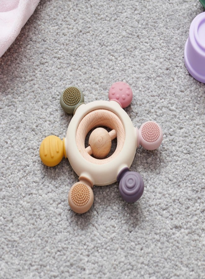 tickit Silisoft Rattle Teether | Sensory Baby Teether with Textured, Food-Grade Silicone and Natural Beechwood | Removable Wooden Rattle for Teething Relief and Development - Image 3