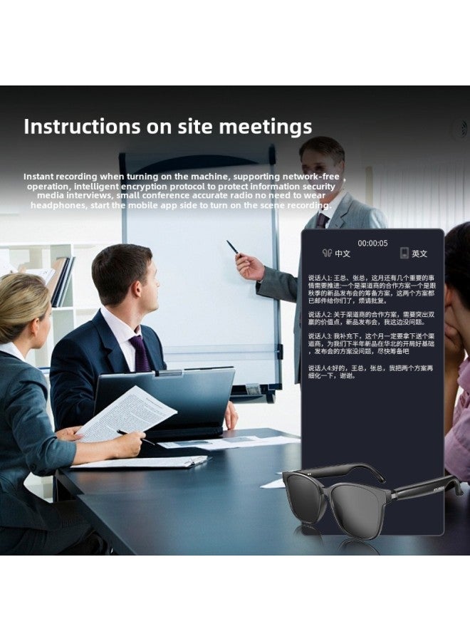 Black Technology Modern HY-C8 AI Intelligent Bluetooth Real-time Translation Subtitles Super Glasses Multi-language Simultaneous Translation-Color:Black - Image 3