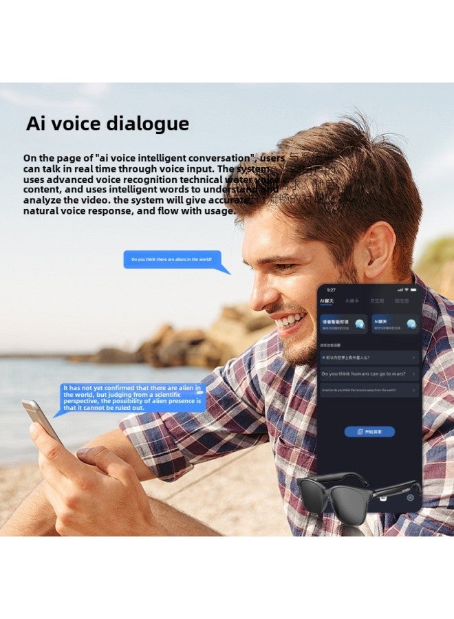 Black Technology Modern HY-C8 AI Intelligent Bluetooth Real-time Translation Subtitles Super Glasses Multi-language Simultaneous Translation-Color:Black - Image 5