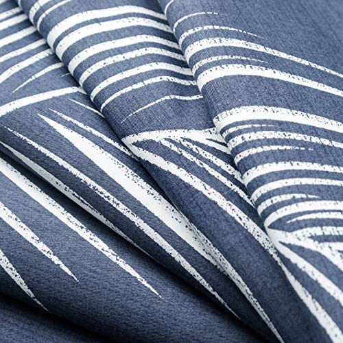 SUSYBAO Blue Tropical Duvet Cover King 100% Cotton 3 Pcs Set 1 Hawaiian Botanical Duvet Cover with Zipper Ties 2 Pillowcases Modern Coastal Navy Blue Palm Leaves Pattern Bedding Set Soft - Image 3