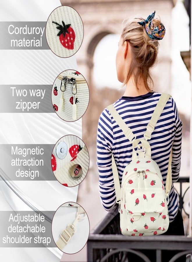 WisePoint Mini Backpack Purse, Corduroy Girls Backpack Small Backpack for Women, Casual Daypack Backpacks Cute Backpacks (white) - Image 3
