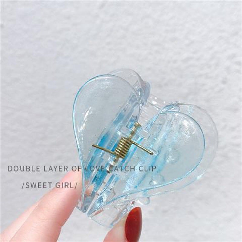 Generic Ouyang Nana with Love clip double heart hair clip back head hair clip hair clip headdress shark clip Light Blue 