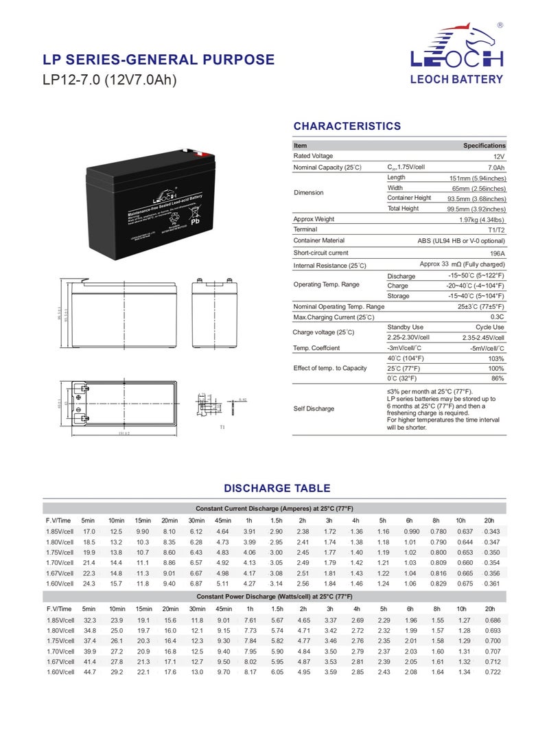 ليوك بطارية لويش 12 فولت 7 امبير معدل تشغيل يصل الى 5 سنوات - Image 2