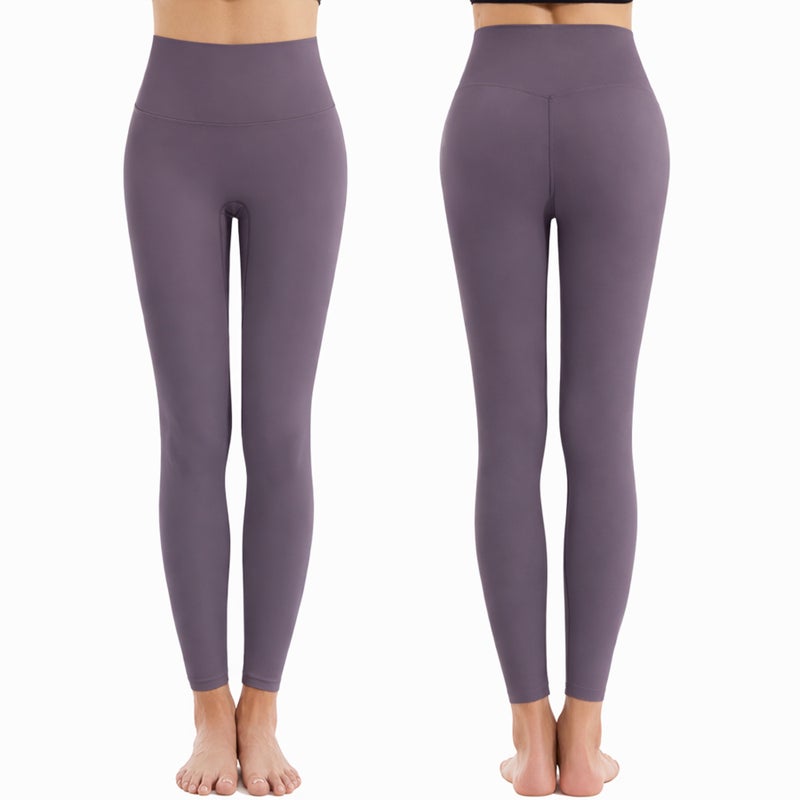 Leggings Trousers w255 Plum Purple Upgraded Fabric Seamless Yoga Pants for Women's Elastic Quick-dry Fitness High-waisted Butt-lifting Training Sports