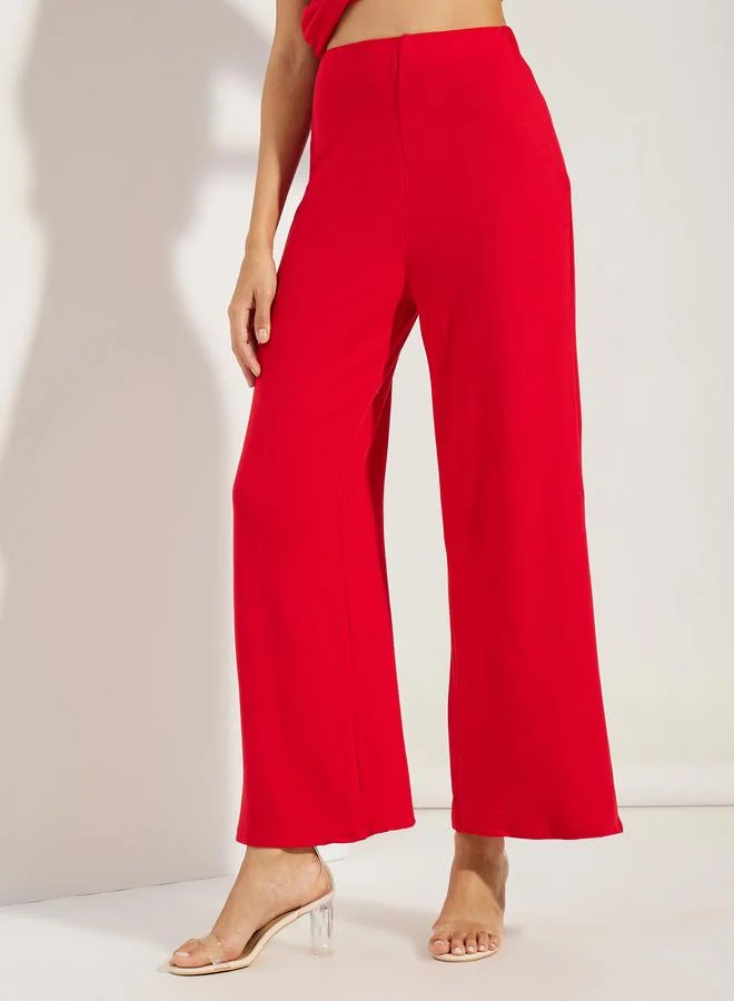 ستايلي Knitted Sleeveless Top & Wide Leg Pants Co-Ords