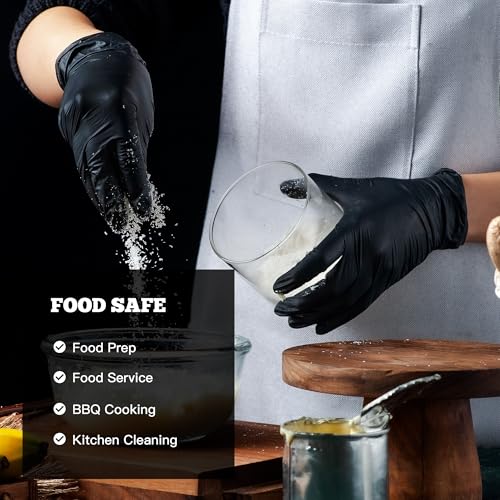 TitanFlex Disposable Nitrile Exam Gloves - 6-mil, Black, Medium 100-ct Box, Heavy Duty, Latex Free, Food Safe for Cooking & Food Prep - Image 5