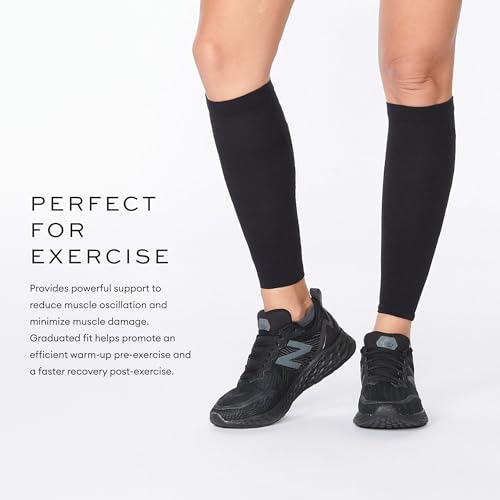 2XU Unisex X Compression Calf Sleeves Black/Black Small - Image 2