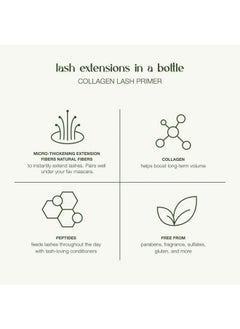 LASHFOOD Conditioning Collagen Fiber Primer ; Lash Extender & Thickening Serum Volume Boosting With Collagen, Nanopeptide Complex, Panthenol Lash Mascara Feathery Long Full Eyelashes .27Oz  - Image 5