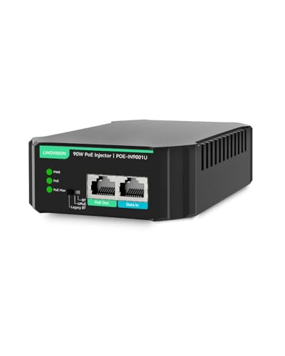 LINOVISION Gigabit 90W 802.3bt PoE Injector, Compatible with Standard and Legacy Non-Standard PD Device, PoE++ Injector for High Power Consumption PTZ Camera, VoIP Phone - Image 1