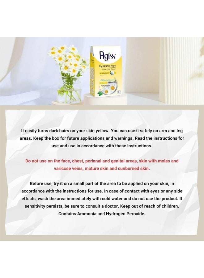 Agiss Hair Bleaching Cream Kit for Arms and Legs - Fast 7-Minute Lightening Formula with White Camomile - Includes Bleaching & Activator Cream, Mixing Tray & Spatula - Gentle & Effective - 70g + 35g - Image 4