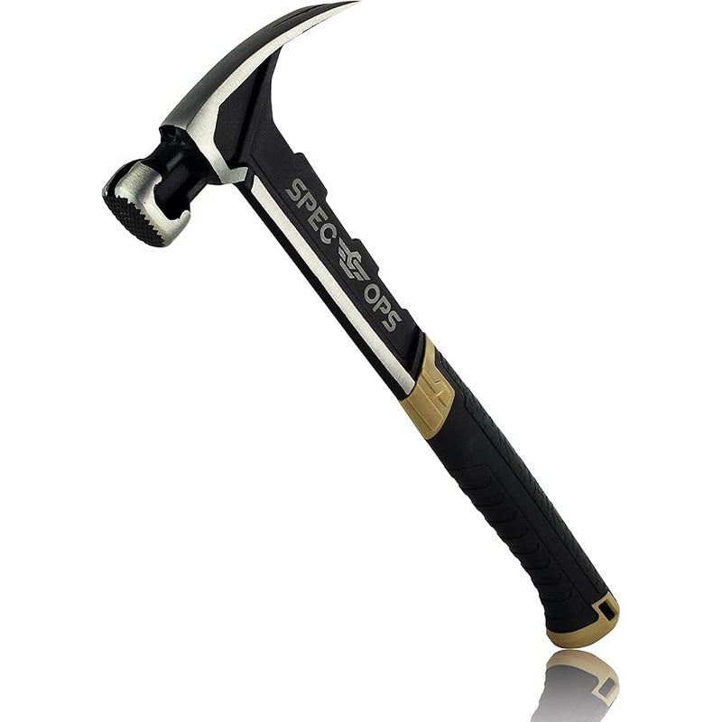 Spec-Ops - SPEC-M22CF Tools Framing Hammer, 22 oz, Rip Claw, Milled Face, Shock-Absorbing Grip, 3% Donated to Veterans Black/Tan - Image 1
