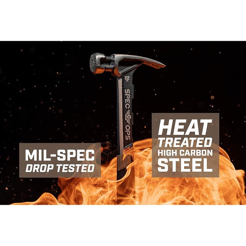 Spec-Ops - SPEC-M22CF Tools Framing Hammer, 22 oz, Rip Claw, Milled Face, Shock-Absorbing Grip, 3% Donated to Veterans Black/Tan - Image 5