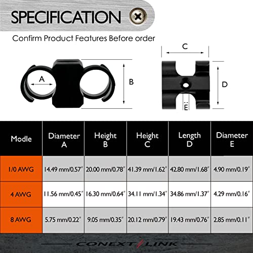 Conext Link CCD0-4 Dual Cable Clip Clamp Fastening Wire Management 4 Pack (Dual 1/0 Gauge) - Image 3