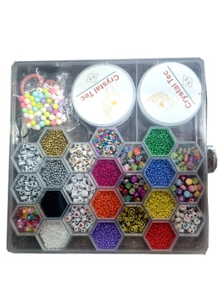 3A Featuretail Multicolor Bead Set for DIY Craft Plastic Alphabet Mix Design Beads with Nylon Thread for BraceletJewellery Making Kit 20CMX18CM Box Size 100Mini Pearls Alphabets - pzsku/Z3CCF4C987DD2F87CDCFDZ/45/1745821523/df50504e-9f10-42db-ba00-6a3782209a67