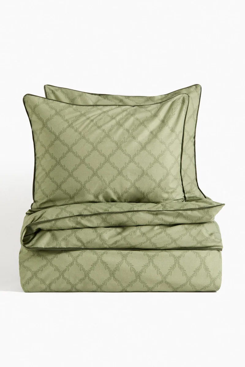 اتش اند ام طقم غطاء لحاف قطني بمقاس مزدوج / كينج