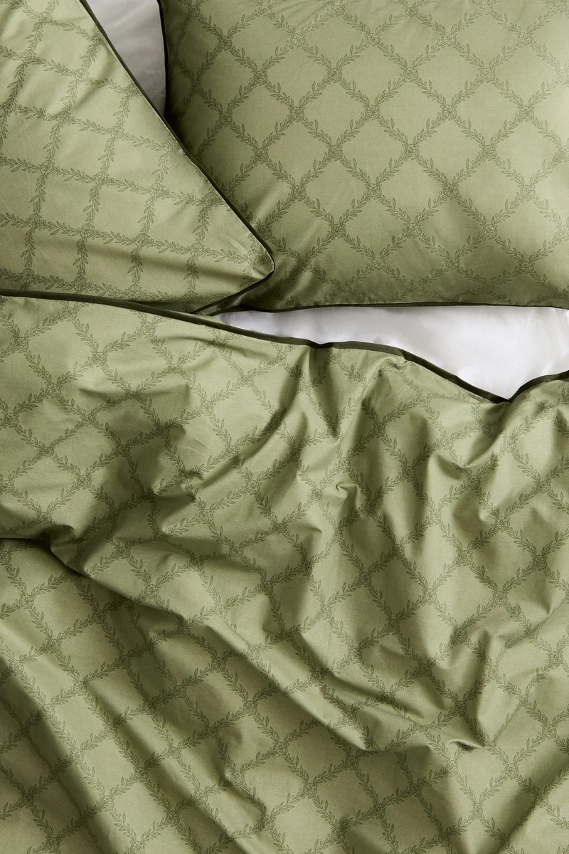 اتش اند ام طقم غطاء لحاف قطني بمقاس مزدوج / كينج