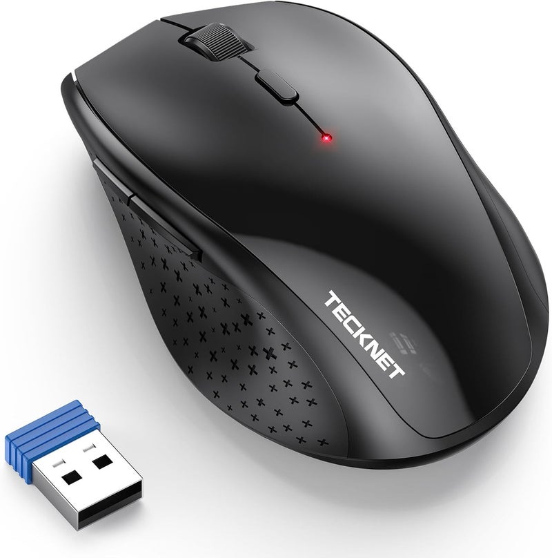 TECKNET Wireless Mouse, 2.4G USB Computer Mouse with 6-Level Adjustable 4800 DPI, 30 Months Battery, Ergonomic Grips, 6 Buttons Portable for PC, Chromebook, Mac (Black) - Image 1