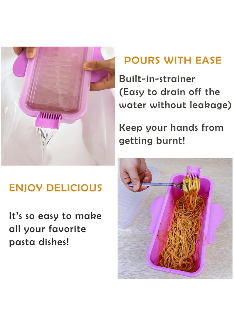 SOLARAE Microwave Pasta Container Cooker, Noodles Cooker with Strainer. Quickly Cooks up to 4 Servings Pasta, Cute Elephant-Shaped Multifunctional Cooker 2000ML / 68OZ(Purple) - Image 5