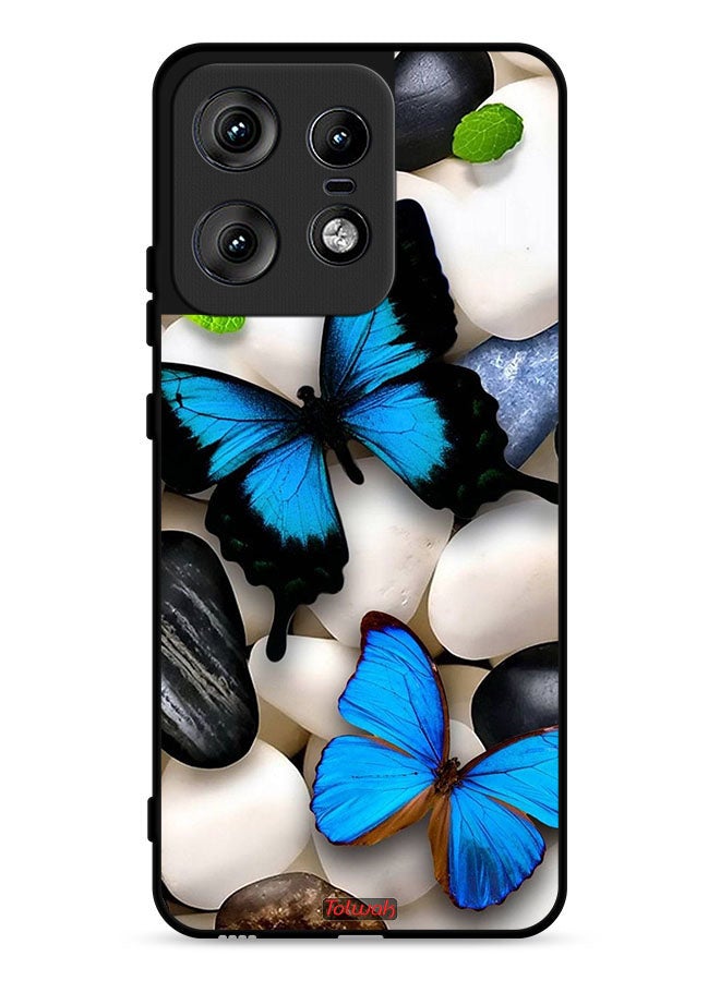 Tolwak Motorola Edge 50 Pro 5G Protective Case Cover Butterflies On Stones - Image 1