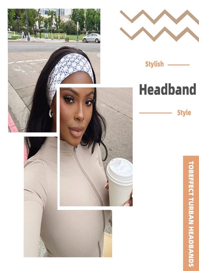 Tobeffect 8 Pcs Turban Headbands for Women, Boho Stretchy Hairbands Fashion Women's Headband Non-slip Big Large African Sport Workout Head Bands for Lady - Image 3