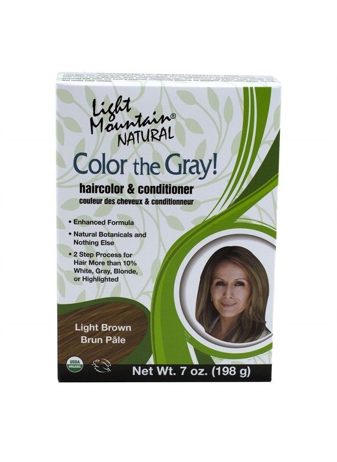 Light Mountain Light Mountain Henna Hair Color & Conditioner, Color the Gray - Light Brown Hair Dye for Men/Women, Chemical-Free, Semi-Permanent Hair Color for White, Gray, and Blonde Hair, 7 Oz (Pack of 2)  - Image 1