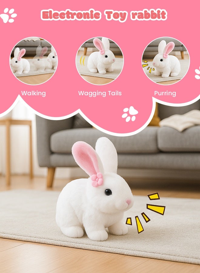 Jorunb Easter Realistic Bunny Toys - 8pc Rabbit Toys with 6" Plush Bunny, Sounds, Hopping and Walking Action, Wiggling Ears, Twitching Nose & Rabbit Cage - Ideal Gift for Girls, Toddlers, Easter - Image 2
