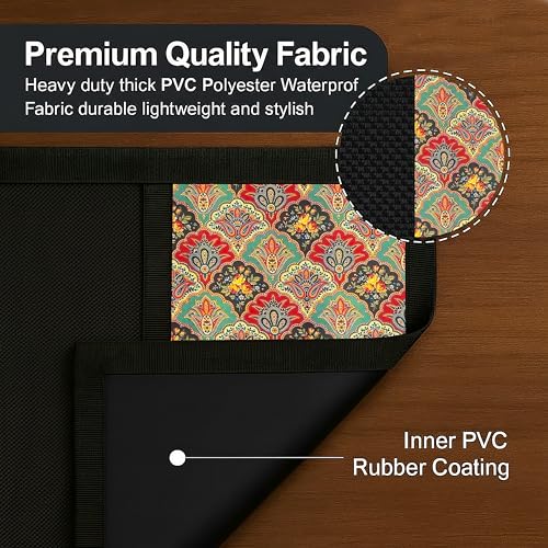 Fancy Walas Refrigerator Single Door Waterproof, Dustproof, Refrigerator Top Cover, Protective Cover for Fridges with Extra Storage Space Nylon Top cover with 6 Storage Pockets ( Flower, 130 x 54 cm ) - Image 3