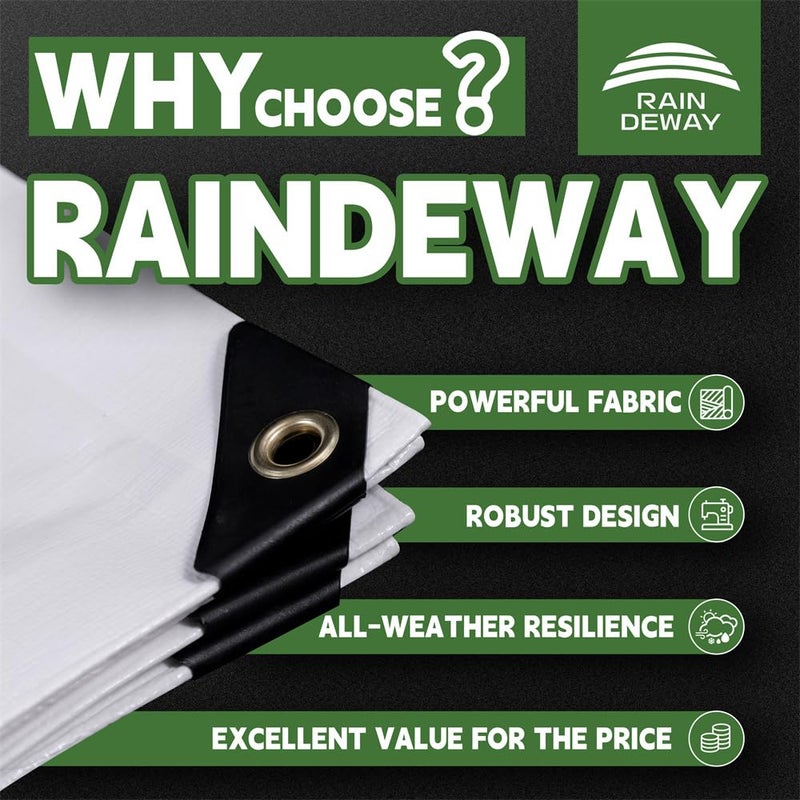 Raindeway 12 Mil Heavy Duty White Tarp 6X8 Feet (2 Pack) Uv Resistant Waterproof Weatherproof Poly Tarp With Metal Grommets And Reinforced Edges - Image 2
