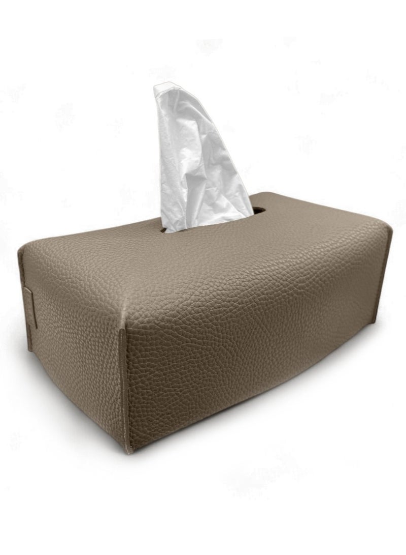 LeArt Leather Tissue Box Cover – Elegant Tissue Box Holder for Office Car Hotel Home Decor | Living Room Bedroom Bathroom | Facial Tissue Holder, Car Tissue Box Holder (Mocha) - Image 1