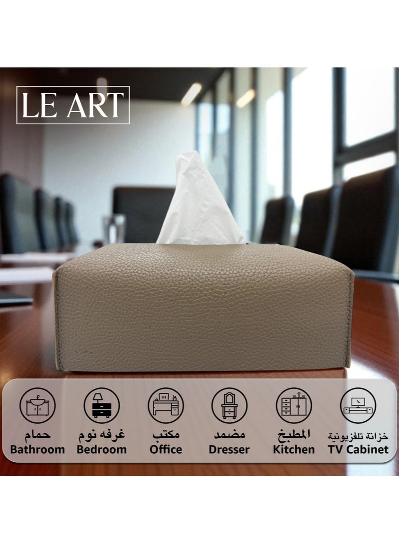 LeArt Leather Tissue Box Cover – Elegant Tissue Box Holder for Office Car Hotel Home Decor | Living Room Bedroom Bathroom | Facial Tissue Holder, Car Tissue Box Holder (Mocha) - Image 4