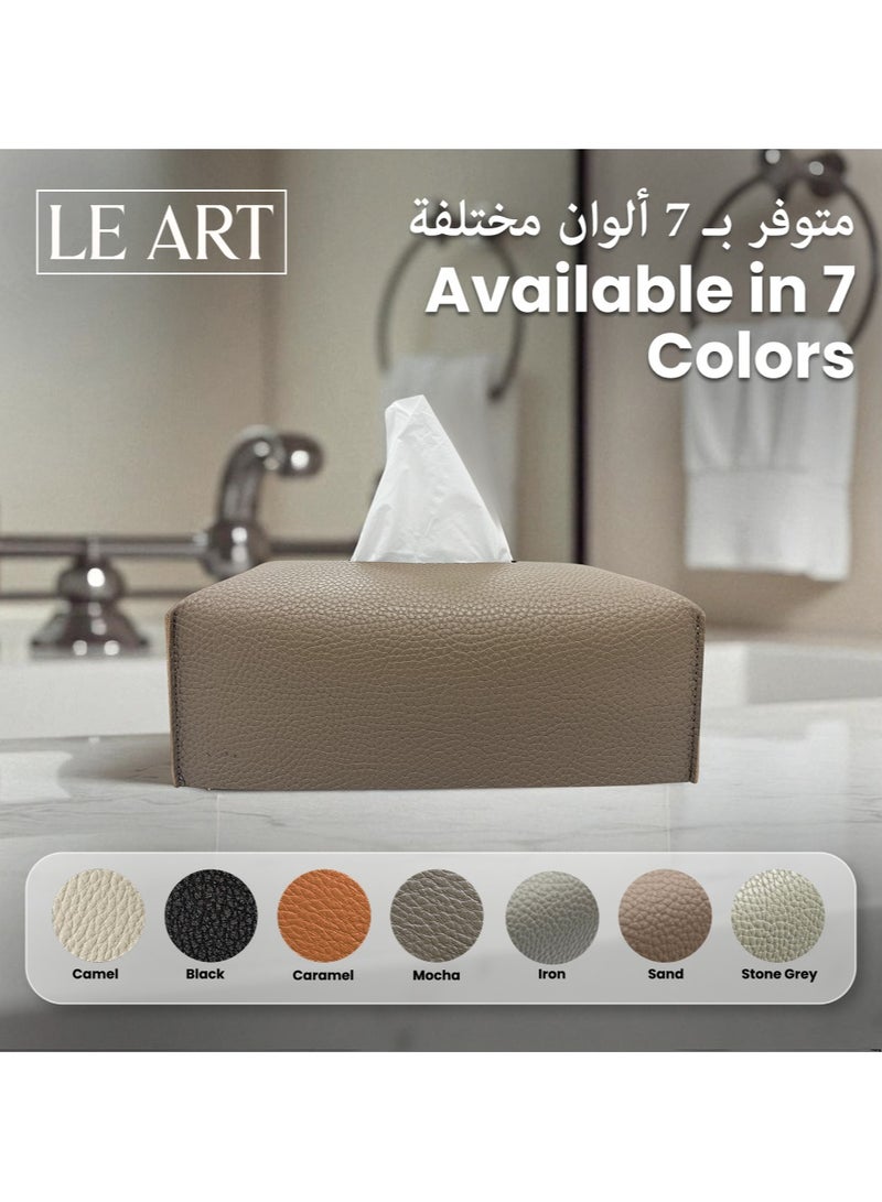 LeArt Leather Tissue Box Cover – Elegant Tissue Box Holder for Office Car Hotel Home Decor | Living Room Bedroom Bathroom | Facial Tissue Holder, Car Tissue Box Holder (Mocha) - Image 5