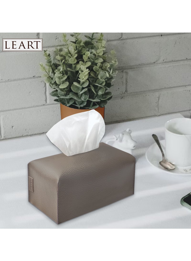 LeArt Leather Tissue Box Cover – Home Decorations for Living Room, Bedroom and Office | Car Tissue Holder | Tissue Holder | Tissue Box Holder for Car | Tissue Box Cover for Car (Mocha)  - Image 5