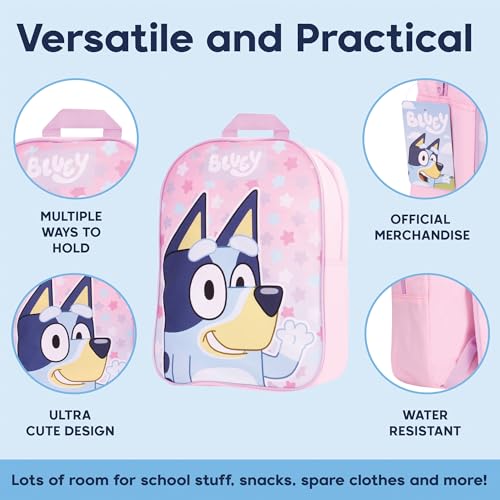 Bluey Backpack for Girls - Kids School Bag Travel Backpack Pink Childrens & Toddler Rucksack Ideal for Nursery and Daily Use - Image 5