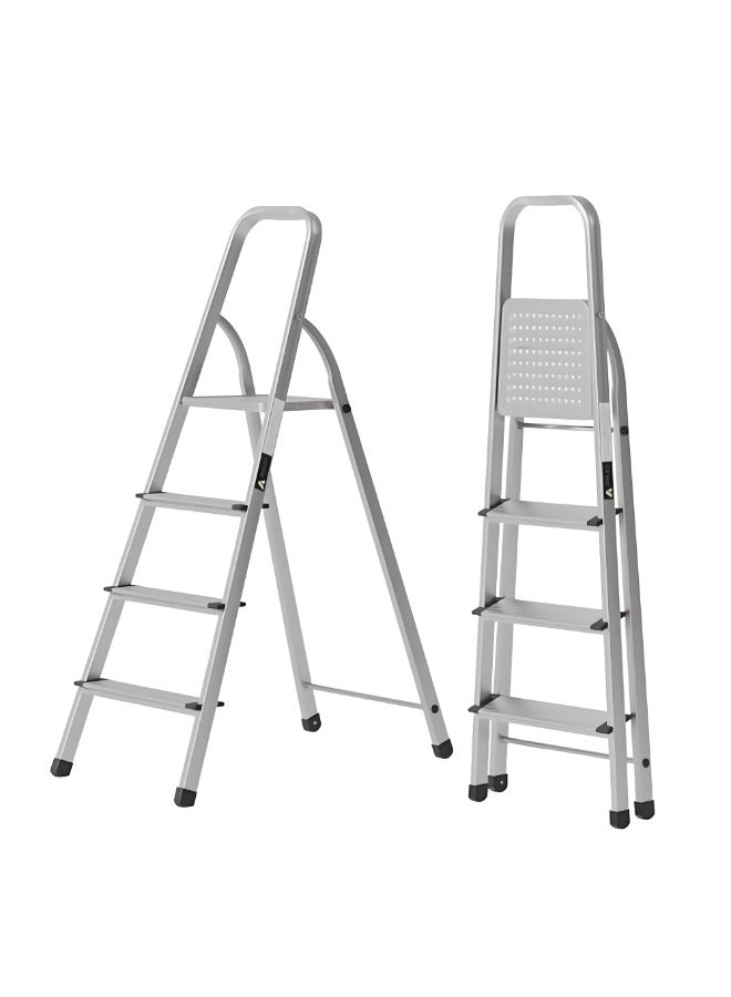 Egardenkart Aluminium Step Ladder for Home - 4 Steps | Anti-Slip Foldable Ladder for Home, Kitchen, Garden, Office | Lightweight, Portable Folding Ladder with Grip (Silver) - Image 1