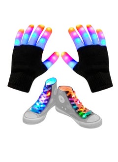 KASTWAVE Led Gloves Led Shoelaces Set 2 in 1 Led Finger Gloves Flashing Gloves with 6 Modes Light Up Toys LED Gloves for Kids Cool Toys Indoor Play Outdoor  - Image 1