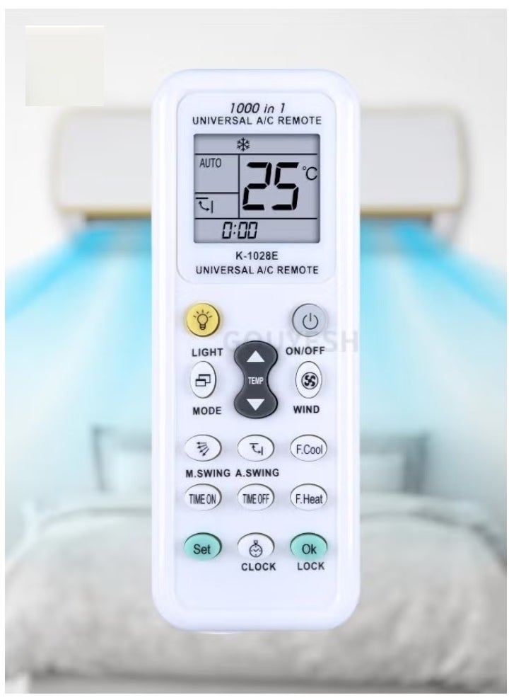 New Universal 1000 in 1 K-1028E Wireless Air Conditioner Remote Control – Digital LCD, Universal Replacement for AC Units, Easy Setup & Full Functionality