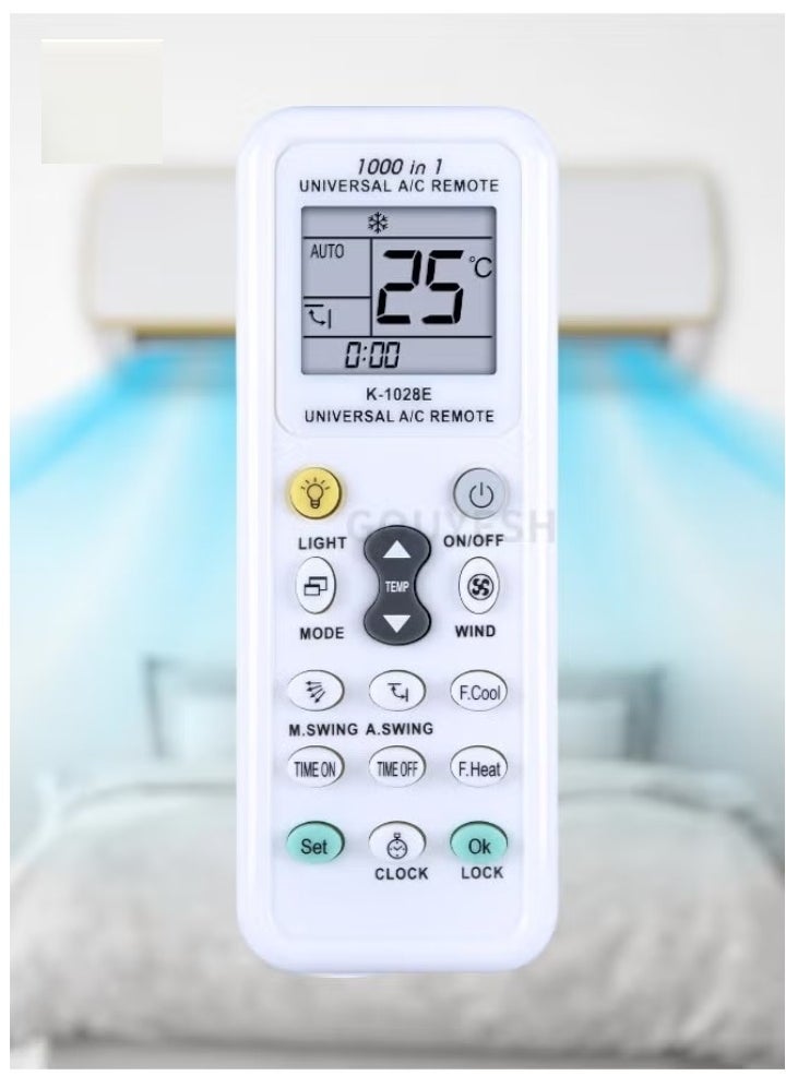 New Universal 1000 in 1 K-1028E Wireless Air Conditioner Remote Control – Digital LCD, Universal Replacement for AC Units, Easy Setup & Full Functionality
