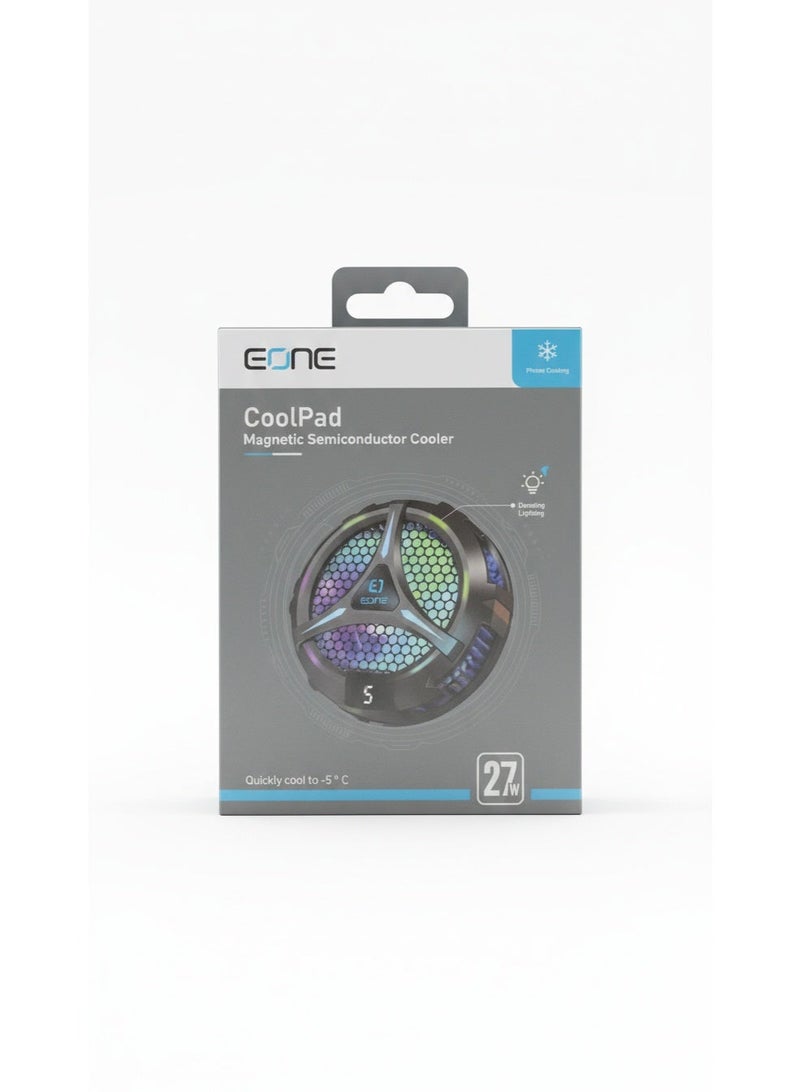 EONE CoolPad Magnetic Semiconductor Phone Cooler - 27W Fast Cooling (Down to -5°C), Dazzling RGB Lighting, Compatible with Tablets & Phones - Image 4