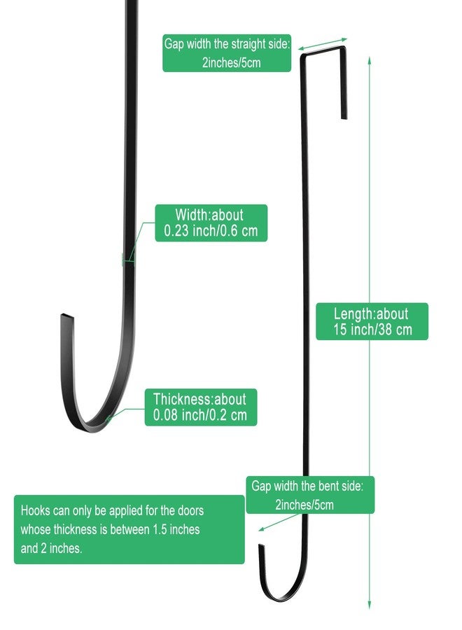 Hotop 15 Inch Wreath Hangers for Front Door Wreath Doors Hangers Steel Material Clothes Towel Hooks Holder Over The Door Hanger Hooks 2 Pcs for Christmas Halloween Front Decorations(Black) - Image 2
