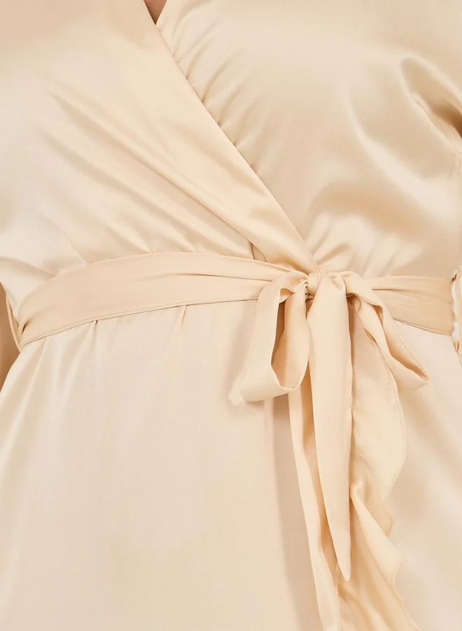Styli Ruffled Champagne Dress