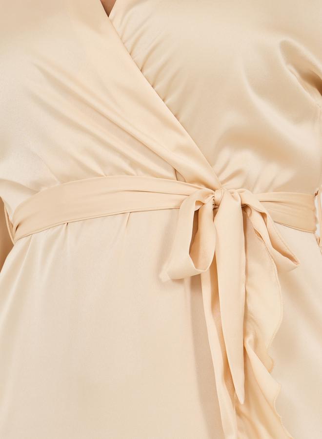 Styli Ruffled Champagne Dress - Image 4