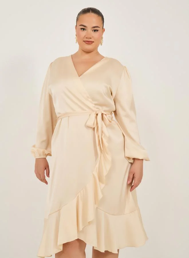 Styli Ruffled Champagne Dress