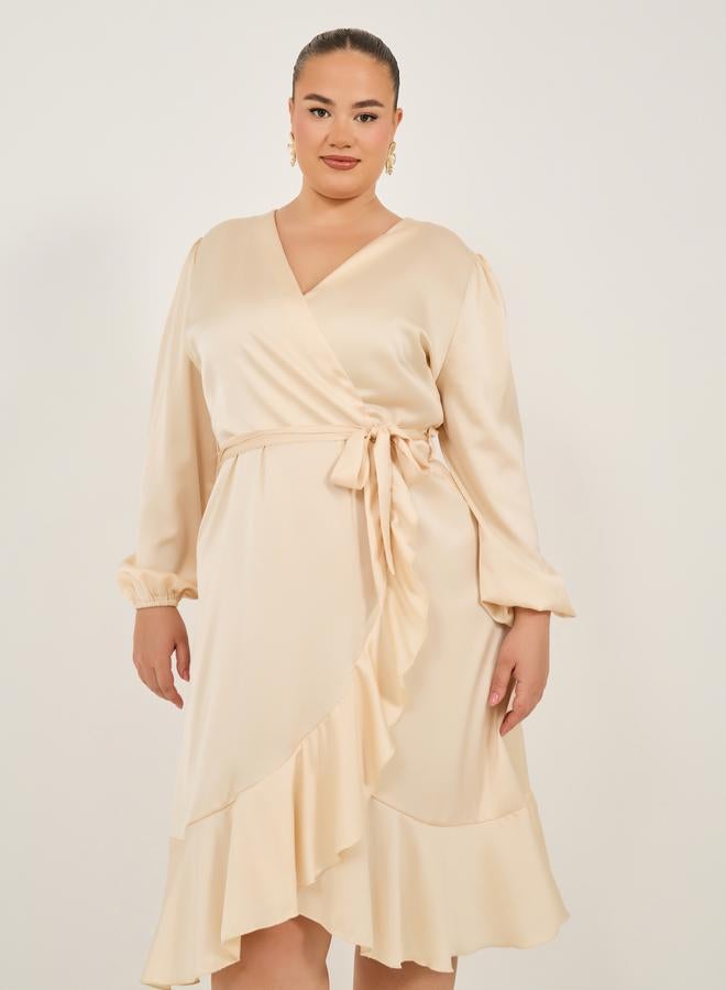 Styli Ruffled Champagne Dress - Image 3