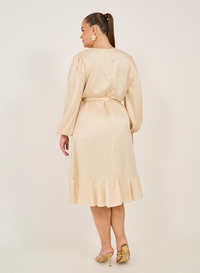 Styli Ruffled Champagne Dress - Image 5