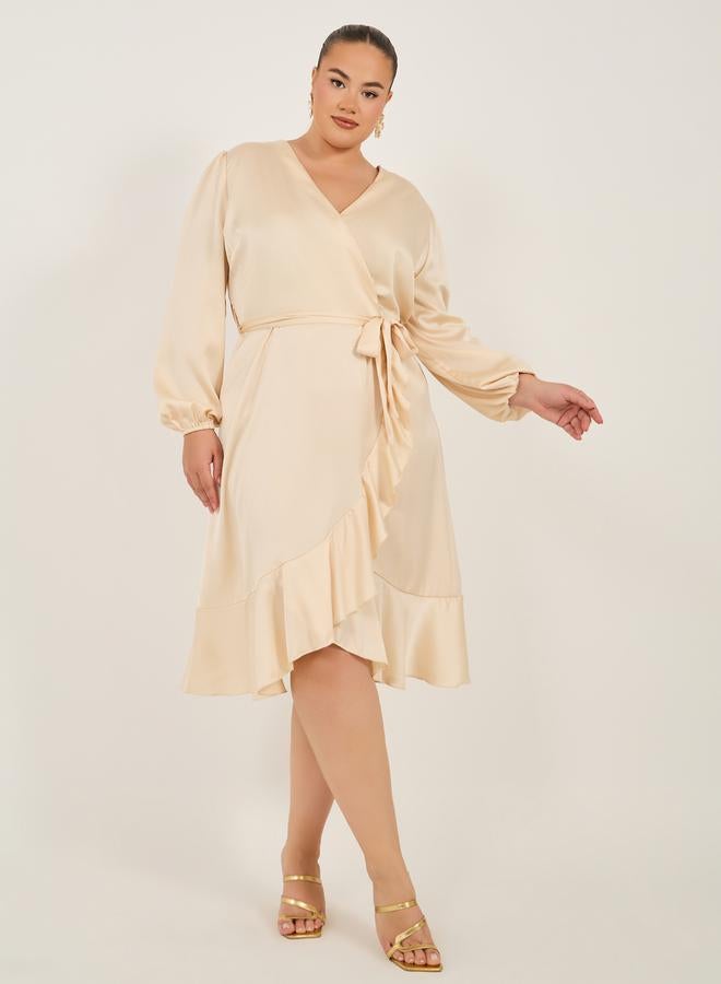 Styli Ruffled Champagne Dress - Image 1