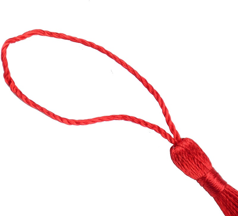 TIMESETL TIMESETL 50 Psc 13cm5 Inch Silky Floss Craft Tassels Handmade Tassel with Loop for Jewelry Making Souvenir Bookmarks DIY Craft Accessory Red - Image 5