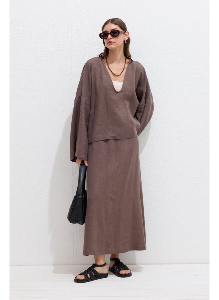 Laced Linen Skirt Dusty Brown - pzsku/Z3CD02242EFF06BCCD175Z/45/_/1741264828/8e59efc1-897c-41e6-910b-735e8e1e6b8c