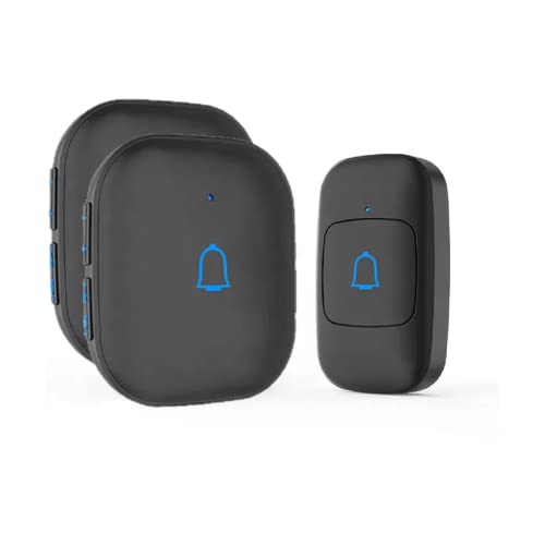 Himster Wireless Doorbell, Waterproof Door Bell Chime Kit Alarm for Home at Upto 1000 Feet Range Operating with 56 Melodies, LED Flash, 7 Levels Adjustable Volume (Black 1 Transmitter & 2 Receivers) - Image 1