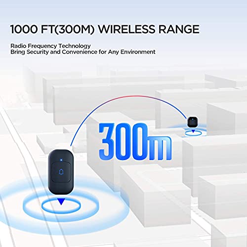 Himster Wireless Doorbell, Waterproof Door Bell Chime Kit Alarm for Home at Upto 1000 Feet Range Operating with 56 Melodies, LED Flash, 7 Levels Adjustable Volume (Black 1 Transmitter & 2 Receivers) - Image 2