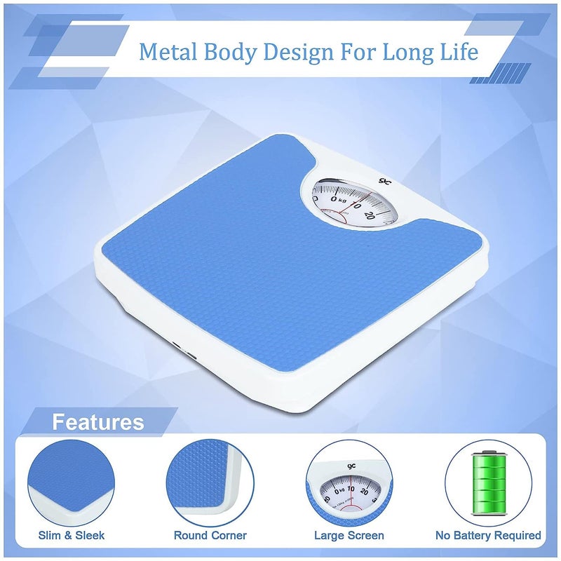 GVC Iron-Analog Weighing Scale - Personal Health Checkup Fitness Weight Machine, 130 Kilograms, Blue - Image 2